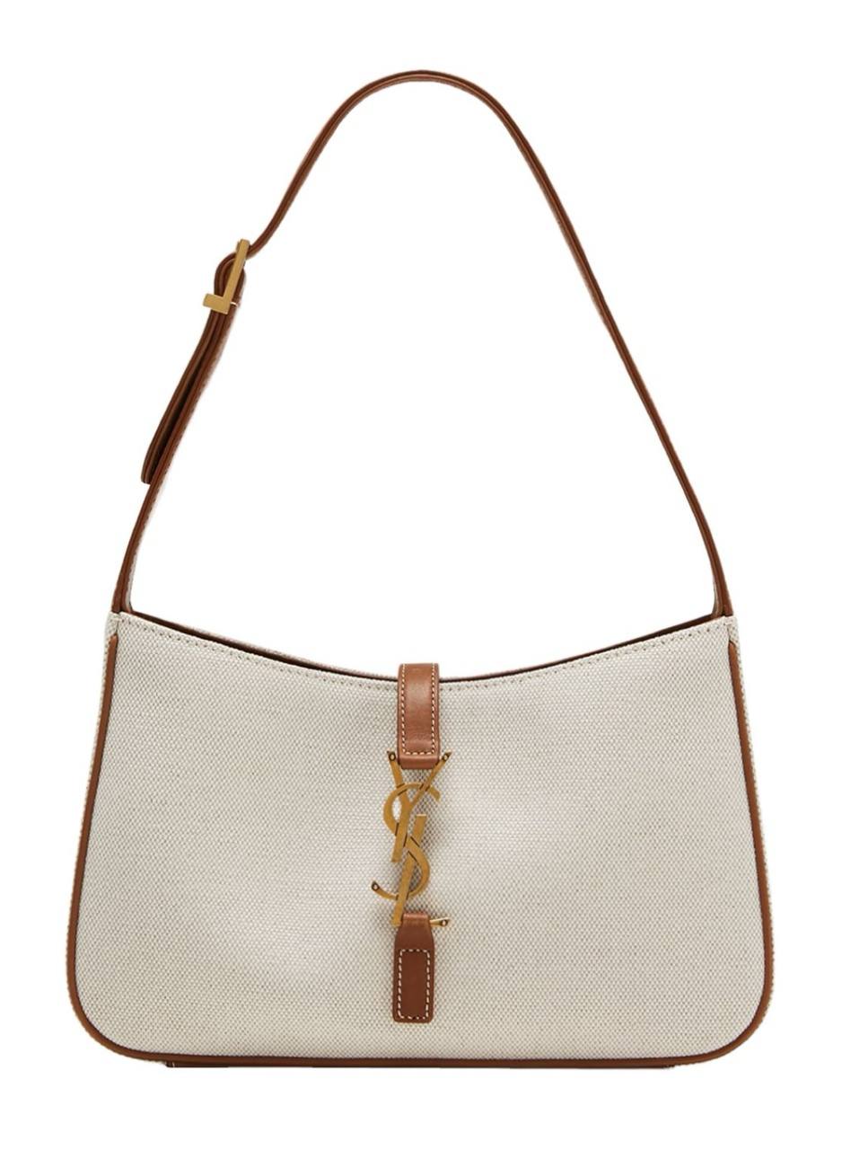 Cream Saint Laurent Canvas and Leather Le 5 a 7