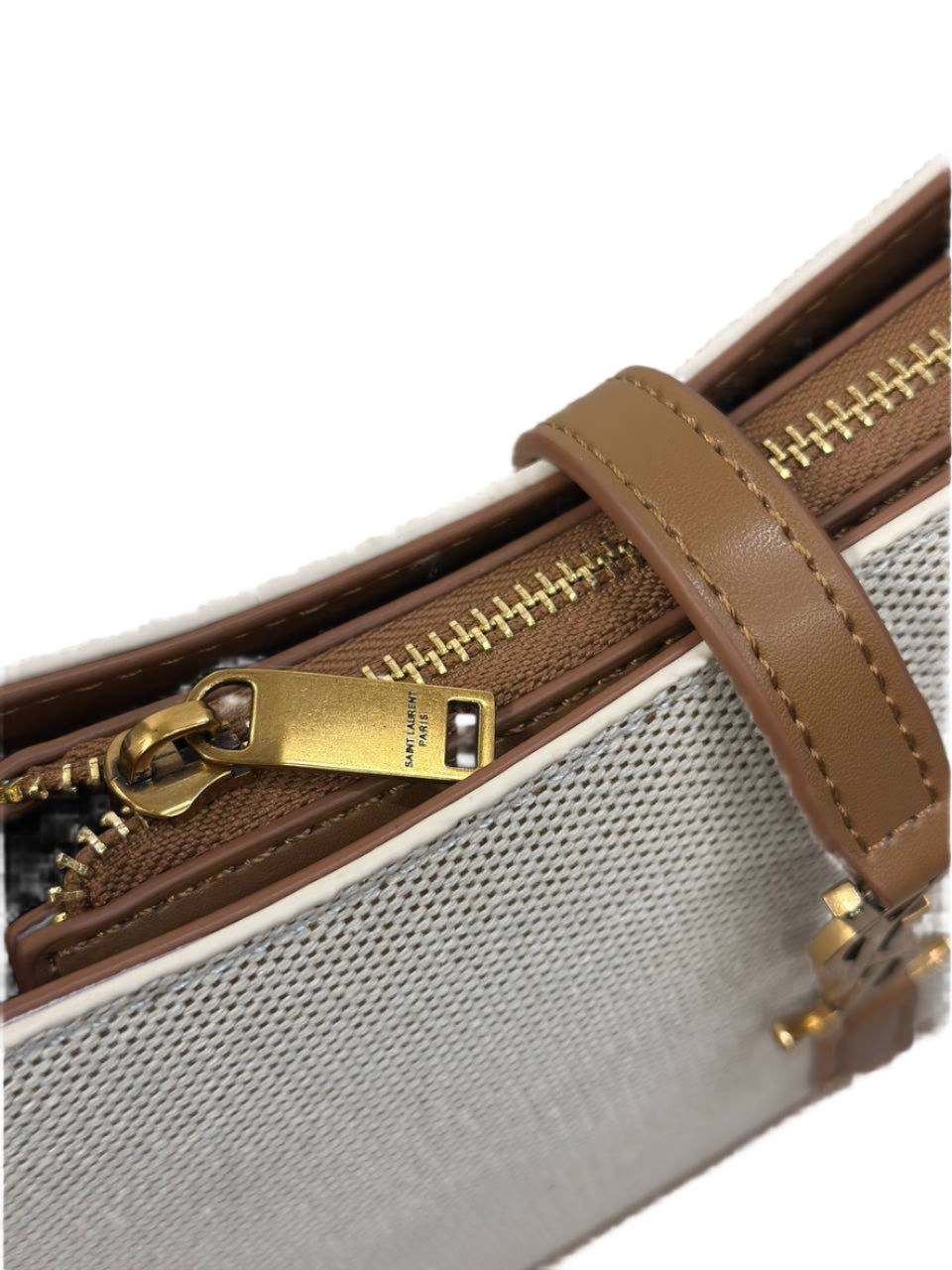 Cream Saint Laurent Canvas and Leather Le 5 a 7