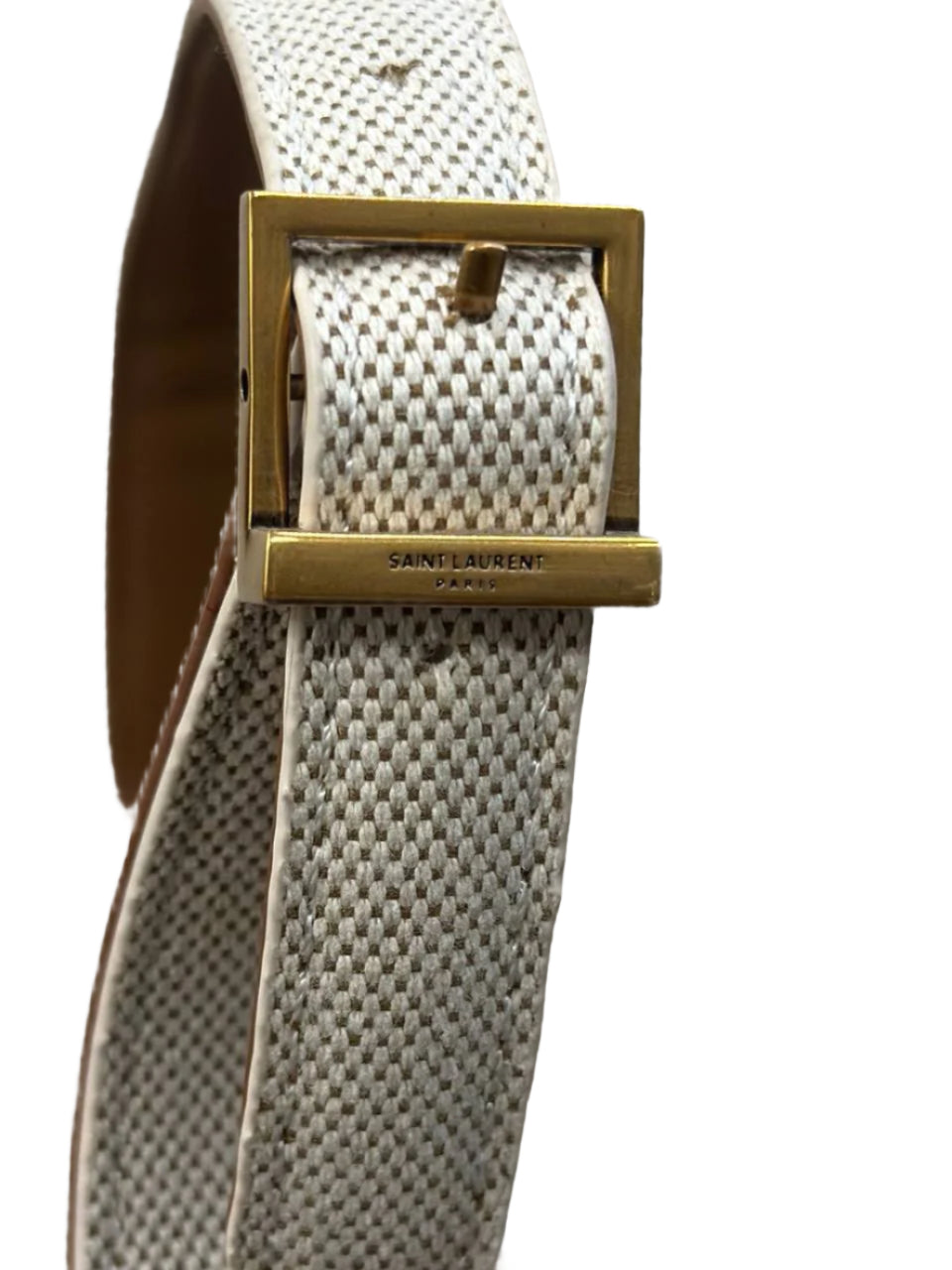 Cream Saint Laurent Canvas and Leather Le 5 a 7